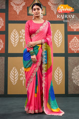 STAVAN RajRani Sparkal Chiffon Embroidered Saree - 6 Pcs Set