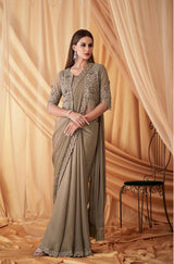 Sparkling Satin Georgette Unstitched Work Jacket with Inner - Women's Ethnic Set