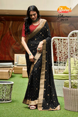 Stavan Dhwani Heavy Georgette Banarasi Foil Print Saree Single PCS - M.R. Saree Emporium