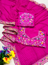 Stavan Raghumala Heavy Georgette Saree with Fancy Lace & Heavy Embroidery Blouse – M.R. Saree Emporium