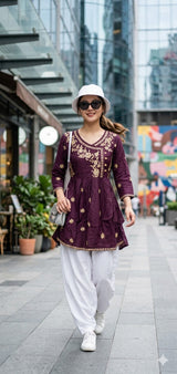 Style 9155 Heavy Rayon Embroidered Kurti L XL