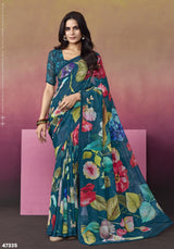 Subhash Ketaki-2 Premium Georgette Floral Printed Saree - 14 PCS Set