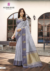 Subhash Nivara Cotton Silk Saree with Zari Work - 6 Pcs Set - Wholesale