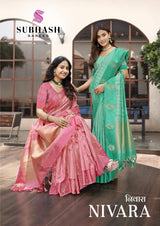 Subhash Nivara Cotton Silk Saree with Zari Work - 6 Pcs Set - Wholesale