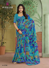 Subhash Riviera Fancy-10 Premium Georgette Printed Saree - 16 PCS Set