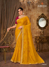 Subhash Sarena Floral Jacquard Weaving Saree - Zari Border Designer Saree for Wedding & Festive Wear - M.R. Saree Emporium