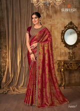 Subhash Sarena Floral Jacquard Weaving Saree - Zari Border Designer Saree for Wedding & Festive Wear - M.R. Saree Emporium