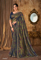 Subhash Sarena Floral Jacquard Weaving Saree - Zari Border Designer Saree for Wedding & Festive Wear - M.R. Saree Emporium