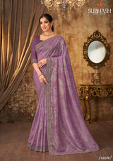 Subhash Sarena Floral Jacquard Weaving Saree - Zari Border Designer Saree for Wedding & Festive Wear - M.R. Saree Emporium