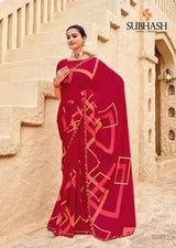 Subhash Radha Soft Georgette Designer Printed Saree-12 PCS Full Set by M.R. Saree Emporium