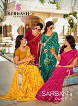 Subhash Sarbani-11 Printed Synthetics Saree Collection (16 PCS Set) With Border - M.R. Saree Emporium