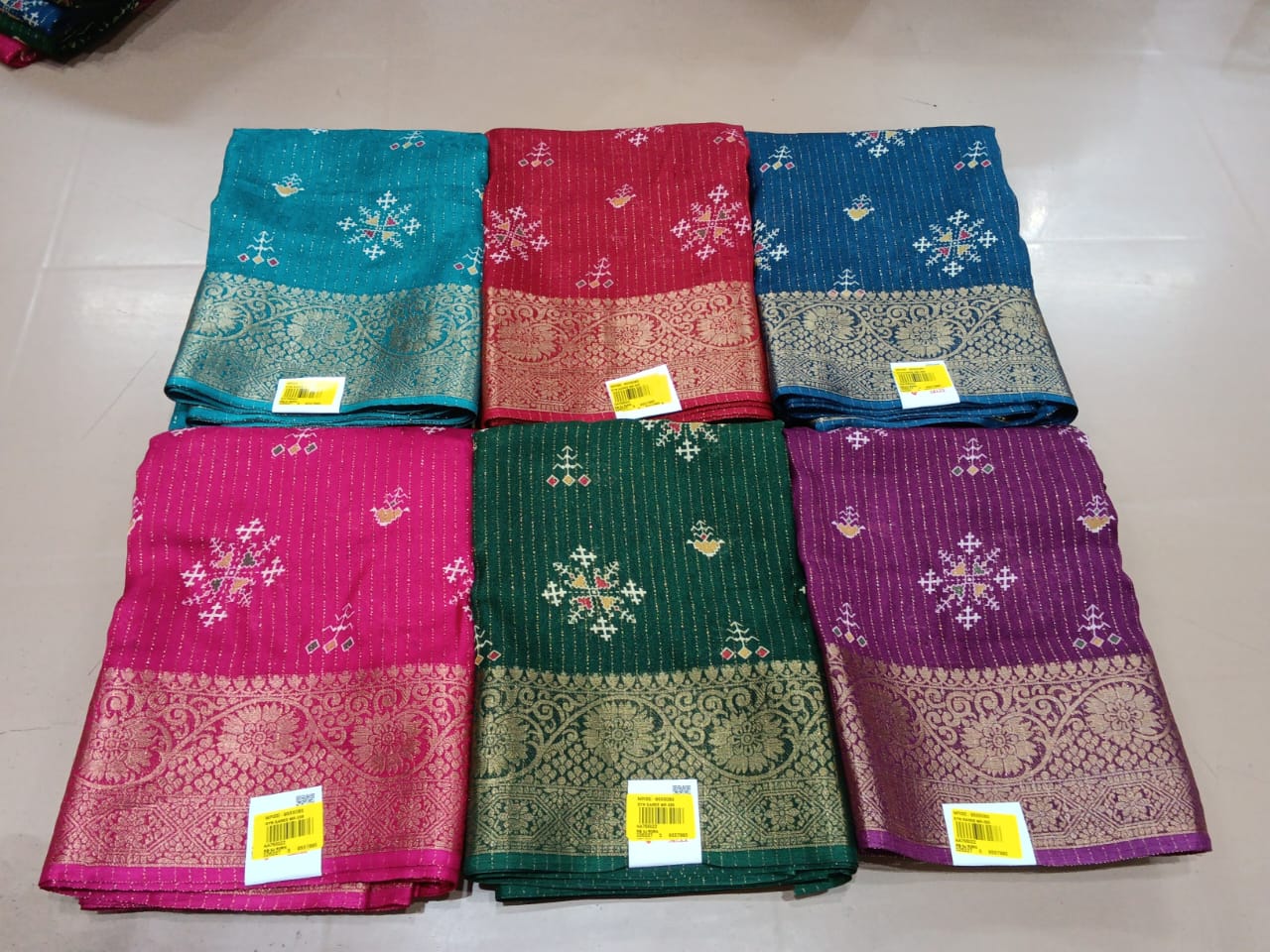 Floral Print-01 Moss Chiffon Saree With Rich Zari Border –6 Pcs Set M.R. Saree Emporium