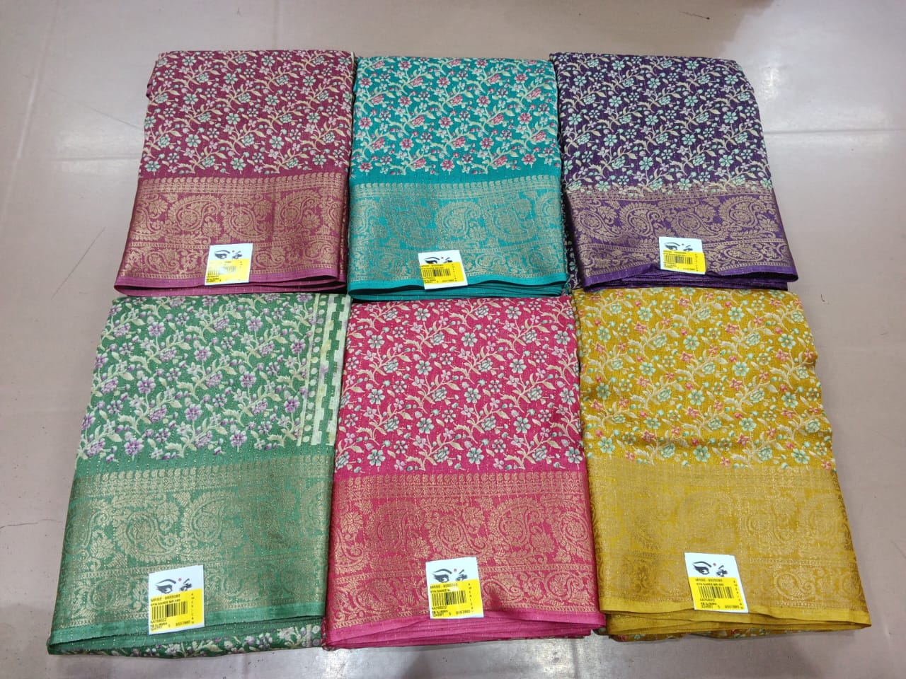 Floral Print-03 Moss Chiffon Saree With Rich Zari Border –6 Pcs Set M.R. Saree Emporium
