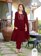 TANVI Vol 1 Mal Chanderi Anarkali Handwork 8 Pcs Set