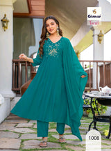 TANVI Vol 1 Mal Chanderi Anarkali Handwork 8 Pcs Set