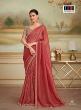 TFH SLS-8114 Rust Fancy Fabric Party Wear Saree