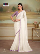 TFH SLS-8103 White Fancy Fabric Party Wear Saree