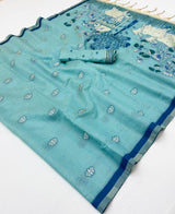 Tapti Cotton Saree - Jamdani Weaving Border & Pichwai Pallu-6 Pcs Set.