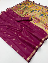 Tapti Cotton Saree with Jamdani Weaving & Zari Border-6 Pcs Set