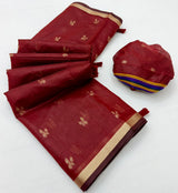 Tapti Cotton Saree with Jamdani Weaving & Zari Border-6 Pcs Set