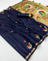 RajMata Series Jamdani Cotton Saree with Zari Border