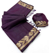 Tapti Cotton Saree with Jamdani Weaving & Zari Border-6 Pcs Set