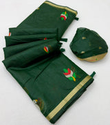 RajMata Series Jamdani Cotton Saree with Zari Border