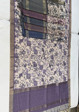 Floral Printed Tussar Silk Feel Saree - Jacquard Border Designer Saree - Festive & Elegant Wear - M.R. Saree Emporium