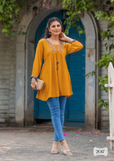 Kadlee Centuri Vol-3 – Rayon Wrinkle Kurti with Inner – 6 Designs – M.R. Saree Emporium