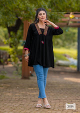 Kadlee Centuri Vol-3 – Rayon Wrinkle Kurti with Inner – 6 Designs – M.R. Saree Emporium