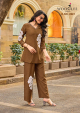 Wooglee Livonia Viscose Weaving Top with Thread Work & Heavy Rayon Bottom Suit Set - M.R. Saree Emporium