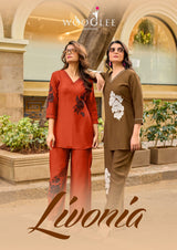 Wooglee Livonia Viscose Weaving Top with Thread Work & Heavy Rayon Bottom Suit Set - M.R. Saree Emporium