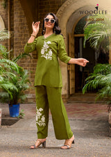 Wooglee Livonia Viscose Weaving Top with Thread Work & Heavy Rayon Bottom Suit Set - M.R. Saree Emporium