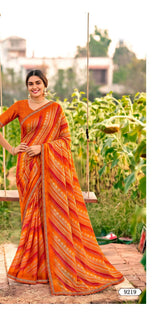 Yamini-2 Designer Saree with Contrast Border - 8 Pcs Set