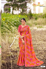 Yamini-2 Designer Saree with Contrast Border - 8 Pcs Set