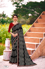 Yamini-2 Designer Saree with Contrast Border - 8 Pcs Set
