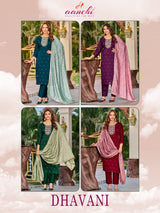 Aanchi Dhavani Vichitra Silk Kurti Pant Dupatta Set - 4 PCS Catalog - Designer Embroidered Ethnic Wear - M.R. Saree Emporium