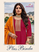 Aanchi Plus Bindu Vichitra Silk Plus Size Suit Set - 3XL 5XL