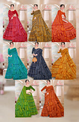 AARZOO COTTON Soft Cotton Printed Saree with Designer Pallu - 8 Pcs Set