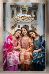Akhira Vol 1 Kurti Pant Dupatta Set Wholesale 8 Pcs Set