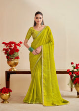 Stavan Bandhniya 9 PCS Set – Georgette Fancy Pattern with Embroidery Border & Blouse-M.R.Saree Emporium