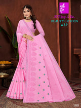 Beauty Cotton Embroidered Cotton Saree Collection - 8 Pcs Set