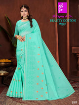 Beauty Cotton Embroidered Cotton Saree Collection - 8 Pcs Set