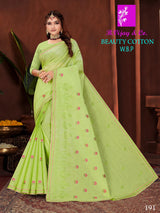 Beauty Cotton Embroidered Cotton Saree Collection - 8 Pcs Set