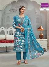 Cotton Crown Kurti Pant Dupatta Set Collection 6 Pcs Set