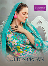 Cotton Crown Kurti Pant Dupatta Set Collection 6 Pcs Set