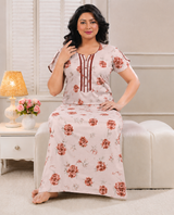 Premium Cotton Printed Nighty - 4 Pcs Set