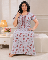 Premium Cotton Printed Nighty - 4 Pcs Set