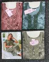 Cotton Work Gown Nighty 3 Pcs Set - Premium Cotton Printed Full Length Night Gown Wholesale