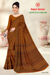 CRAPE KALAMKARI Cotton Kalamkari Printed Saree with Designer Border - 8 Pcs Set